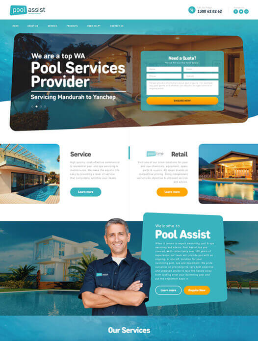 Pool Assist Full Website Design Showcase