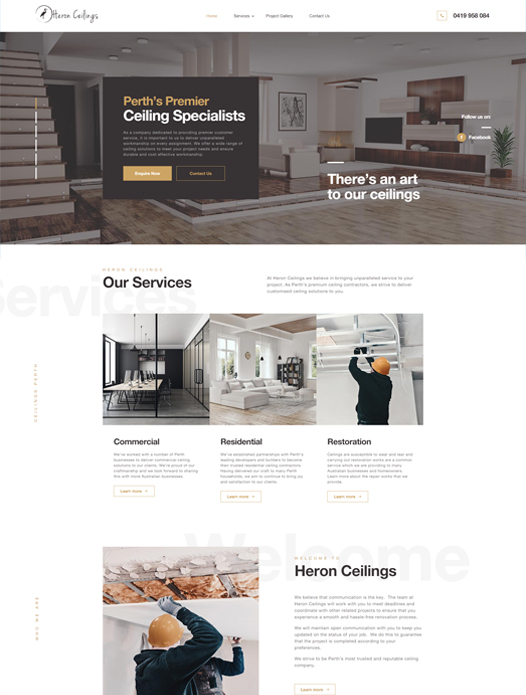 Heron Ceilings Web Design Template Showcase